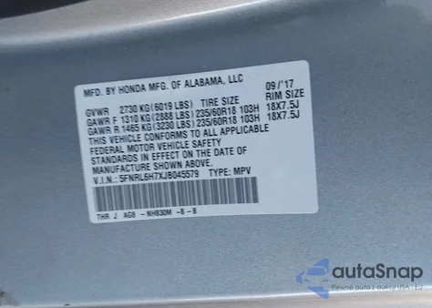 2018 Honda Odyssey Ex-L z USA, uszkodzony, nr VIN 5FNRL6H7XJB045579